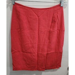 Jacobson's Women's Linen Blend Faux Wrap Straight Skirt Lined Bright Pink Size 4